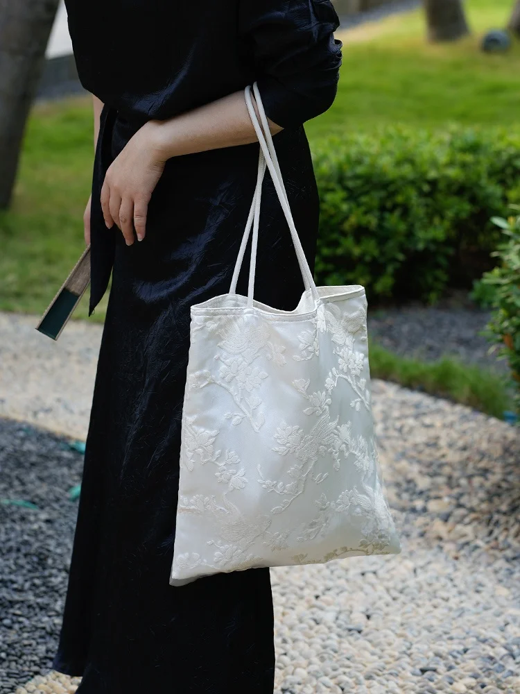 Retro Chinese Style Single Shoulder Bag Original Floating Moon Song Epiphyllum Flower Carp Fish Design Versatile Women's Bag