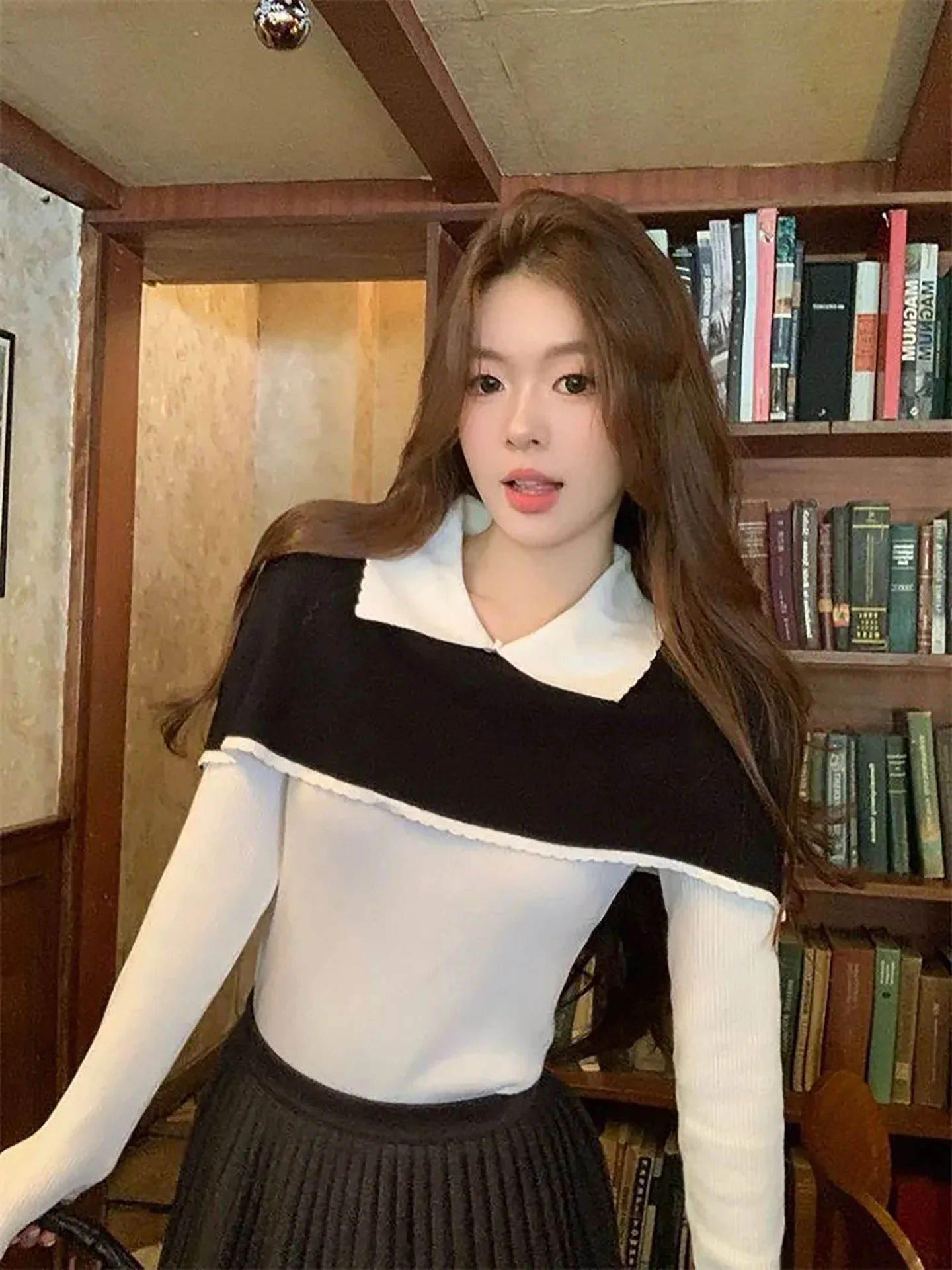 

Korean Sle Women's Knitted Sweater Color Blo Slim Fit Waist Cinched Spring New Arrival Soft Cozy Base Layer irt