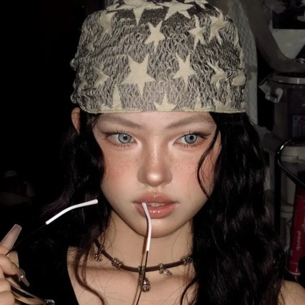 

Fashion Wasteland Style Star Hair Scarf Hip Hop Headband Y2K Hip Scarf Sacrf Triangular Knitted Tube Top Spicy Girls