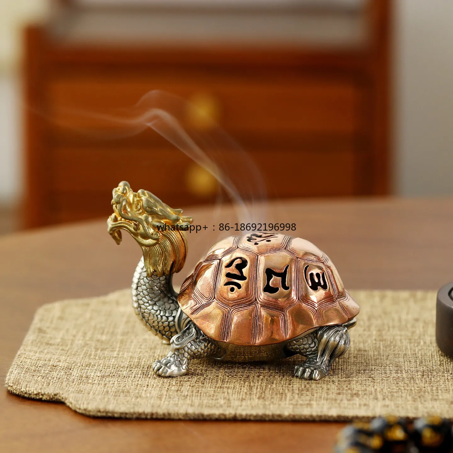 Brass Dragon Turtle Incense Burner Aromatherapy Burner Disk Incense Burner Household Bedroom Copper Lowen Incense BurnerOrnament