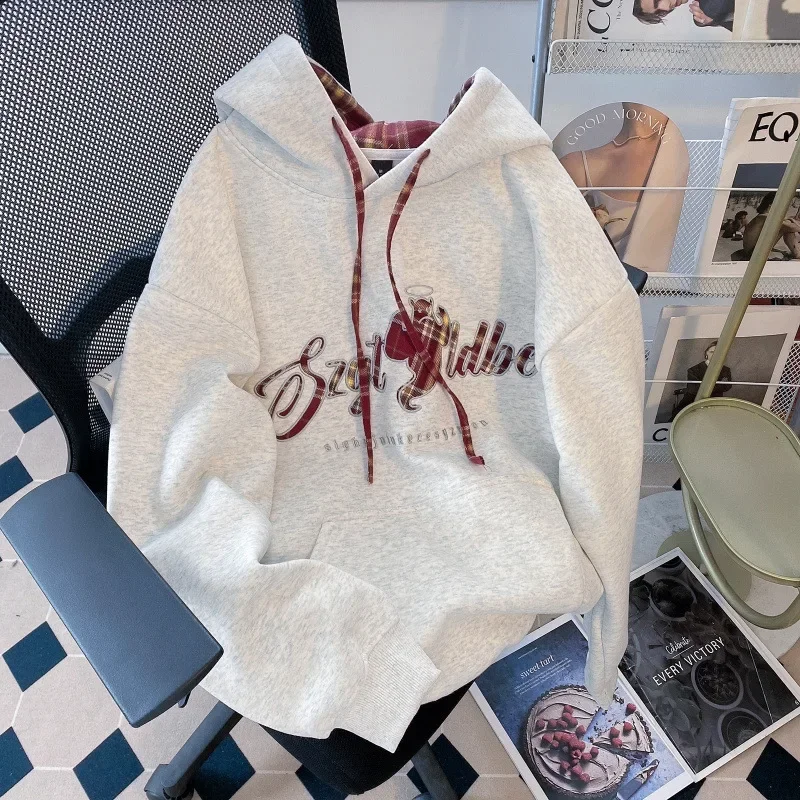 Thickened Hooded Fleece-Lined Warm Sweatshirt Top DXH-6L-6012024 Huacotton Compound Embroidery Winter Warm Thick Top