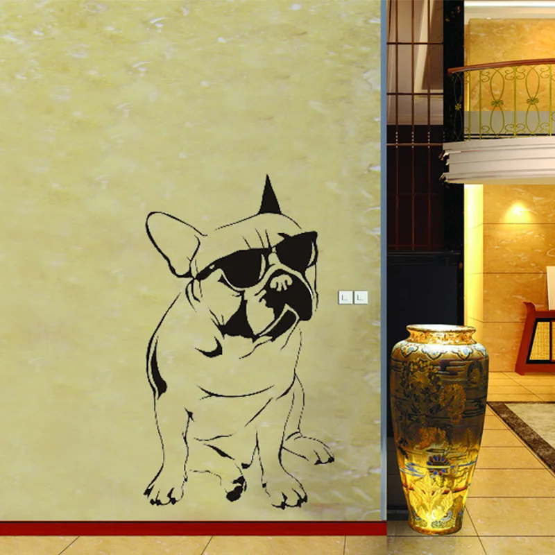 French Bulldog Sunglasses Dogs Wall Stickers Decal DIY Home Decoration Wall Mural Removable Bedroom Sticker 3 Sizes