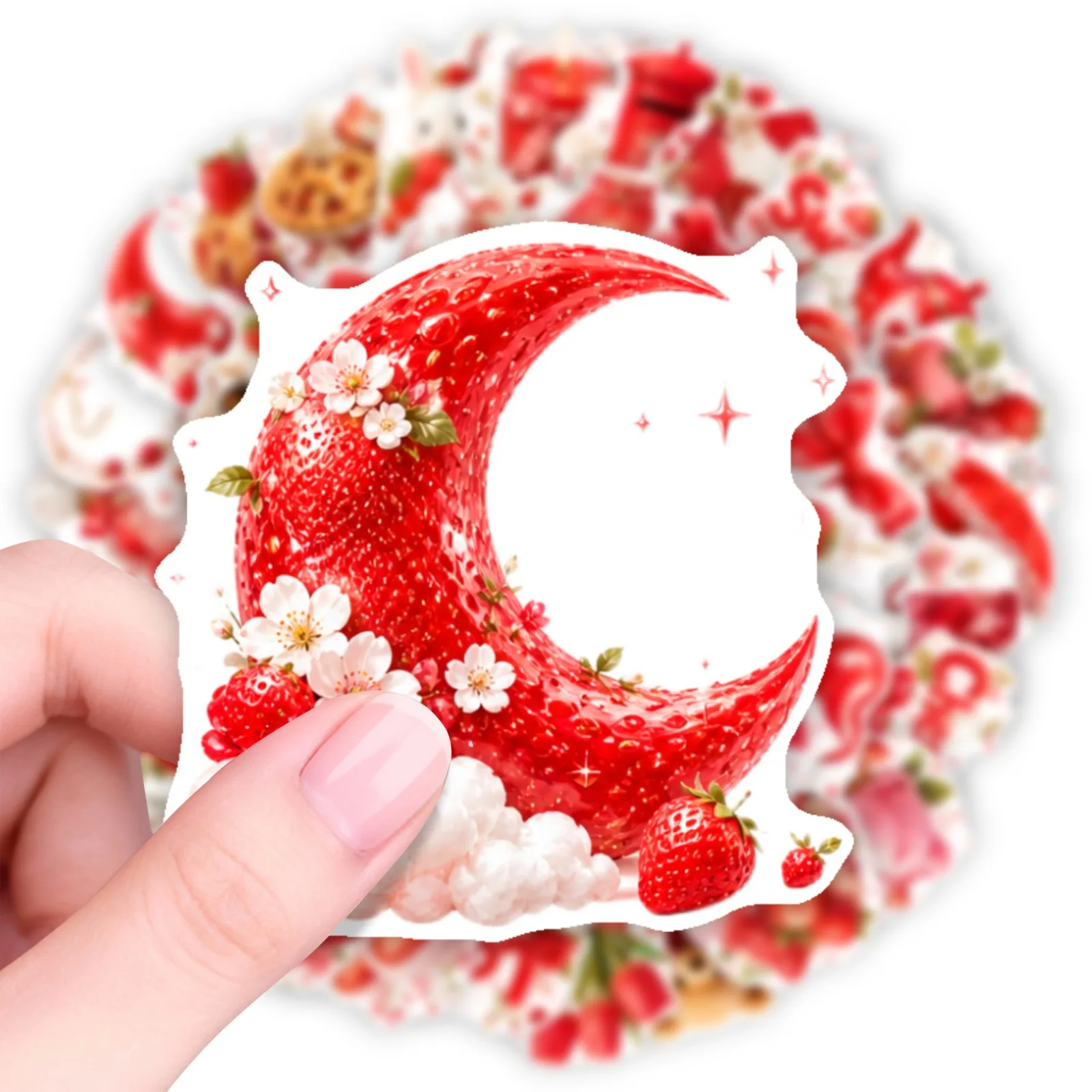 50 Pcs French Vintage Red Sweet Stickers Strawberry Dessert Rose Waterproof Vinyl Decals for Tablet Water Cup Laptop Gift