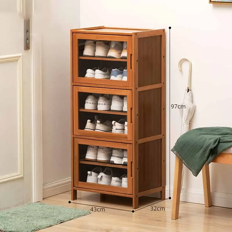 Organizer Shelf Entryway Shoe Rack Multi Layer Small Household Minimalist Bamboo Shoe Cabinets Narrow Armario Zapatero Furniture