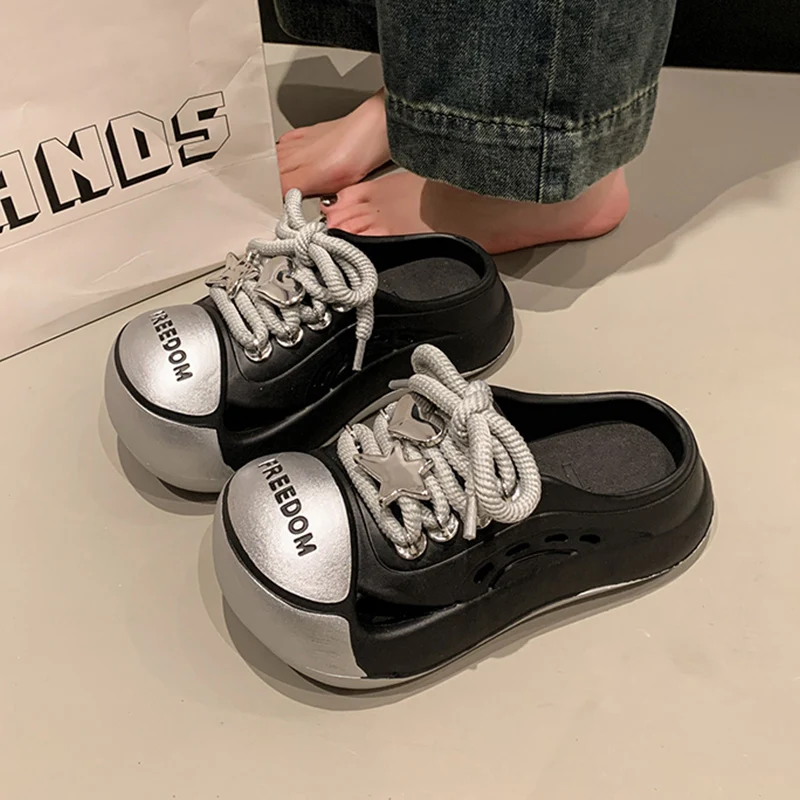 

Hollow Women Sandals Flats Platform Mules Shoes Slippers Summer 2025 New Slingback Sport Flip Flops Casual Mujer Slides Zapatos