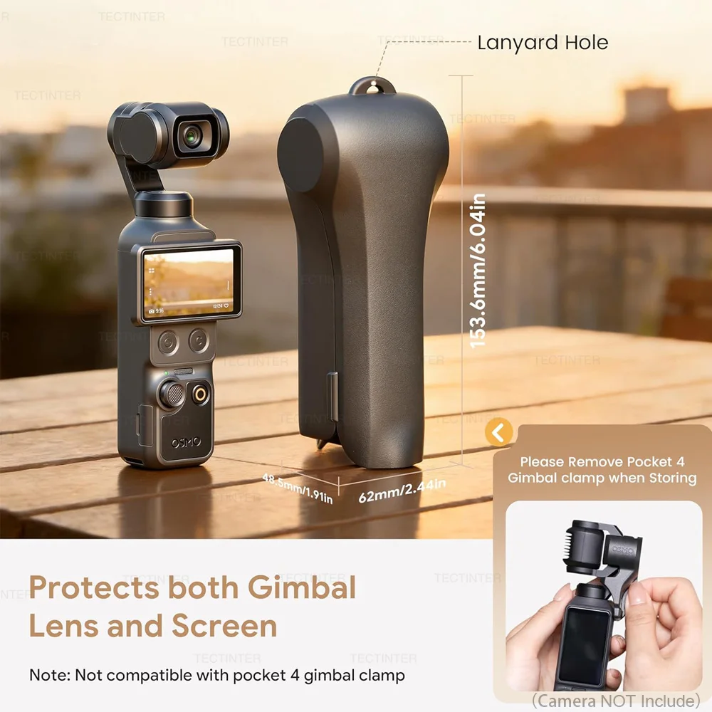 Hard Case for DJI Osmo Pocket 4/3 Full Body Protective Cover Camera Lens&Screen Protector Quick-Release Flip Design for Vloggers