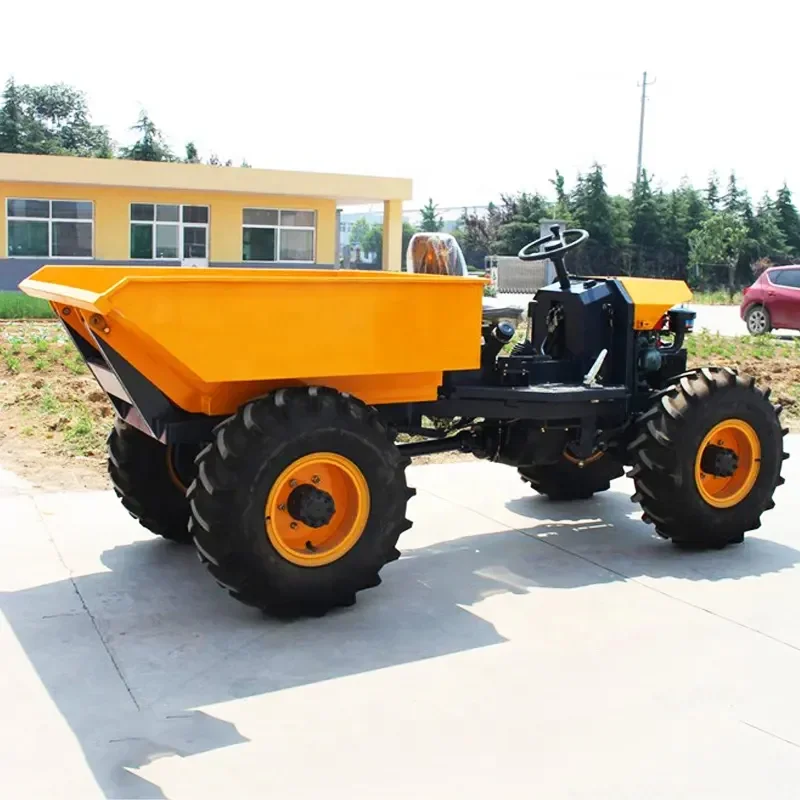 Mini 1 Ton Hydraulic Transmission Dumper 4X4 Wheel Drive Construction Sites Farm Garden Diesel Engine 5 Ton Rated 3 Ton Bucket