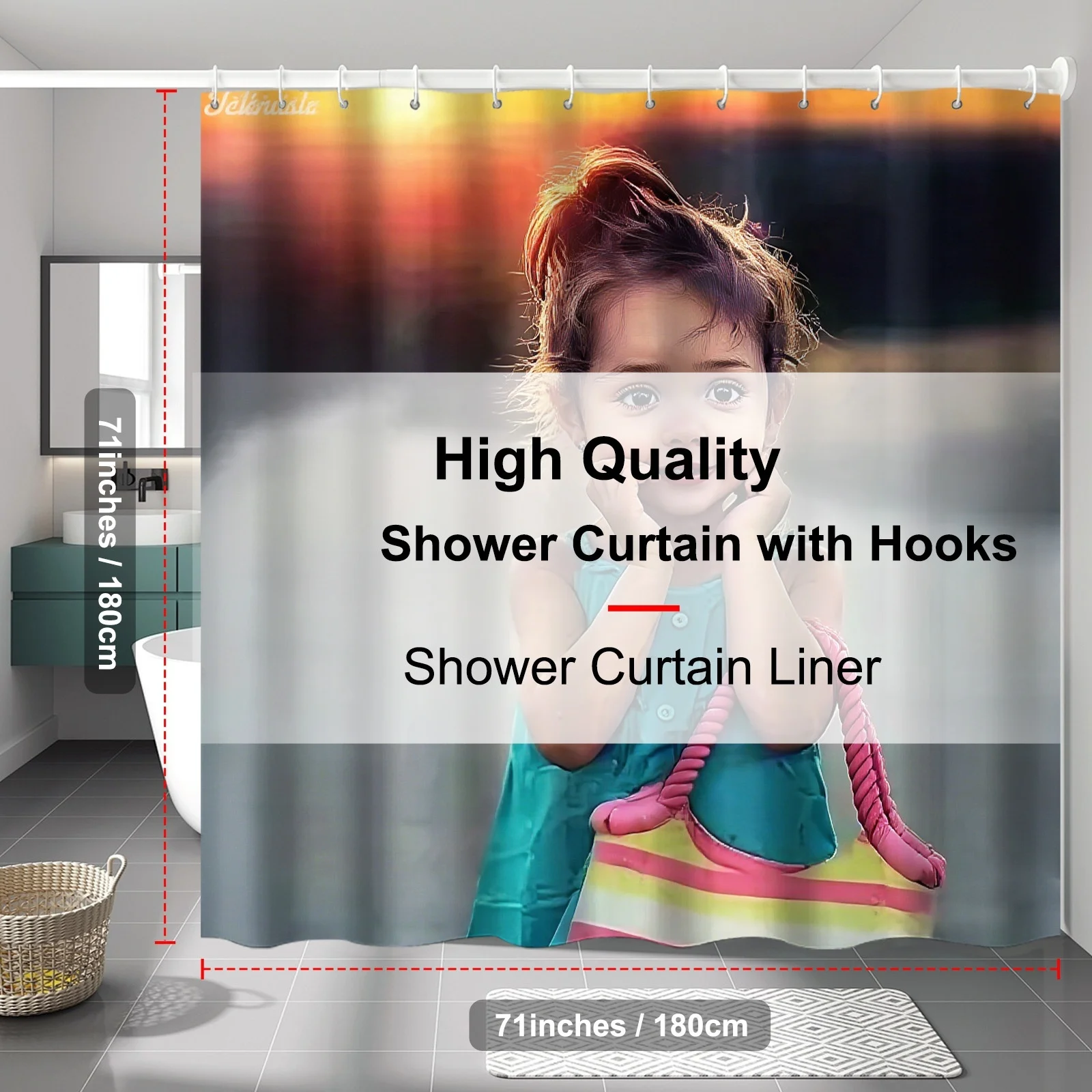 Personalized Custom Shower Curtain Waterproof Fabric Bathroom Custom Photo Picture Bath Curtain With Hooks Customized Shower