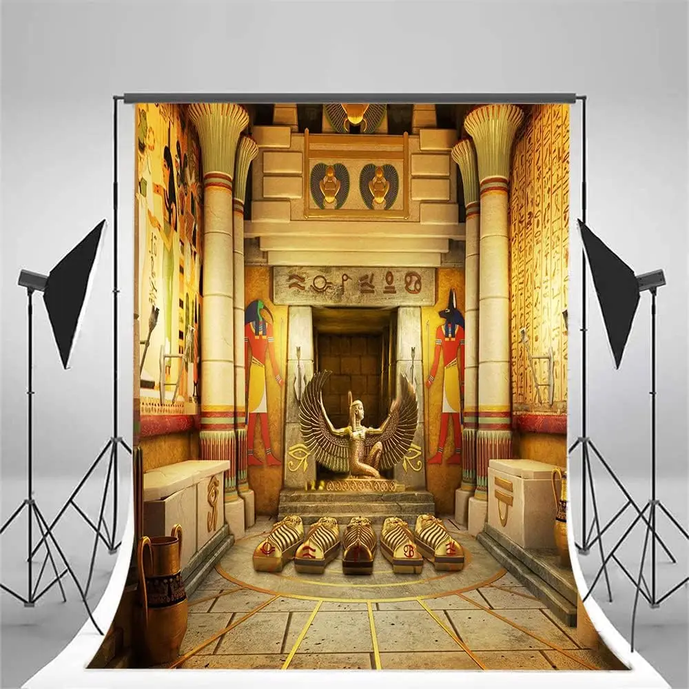 Photography Backdrop Egyptian Drop Isis Queen Pharaoh Thoth Anubis Eye of Horus Mysterious Religious Decor Hieroglyph Background