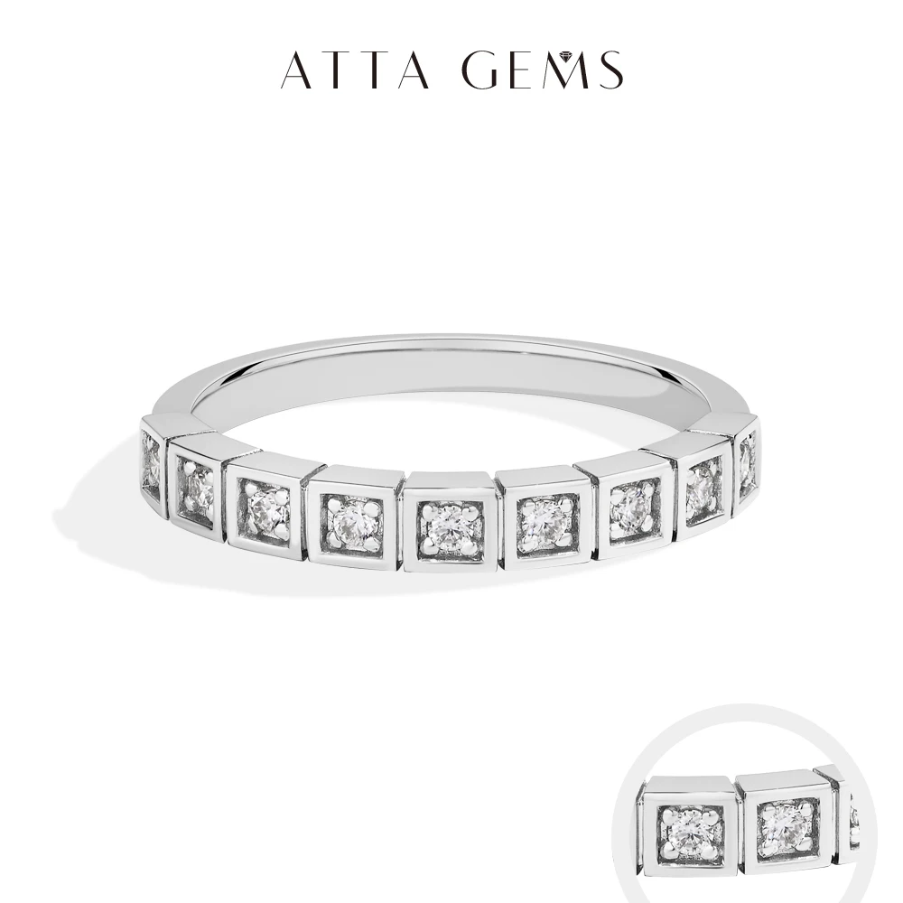 

ATTAGEMS Simple Moissanite Ring D VVS1 S925 Sterling Silver 18K Gold Plated For Women Girls Stackable Rings Party Gifts Jewelry