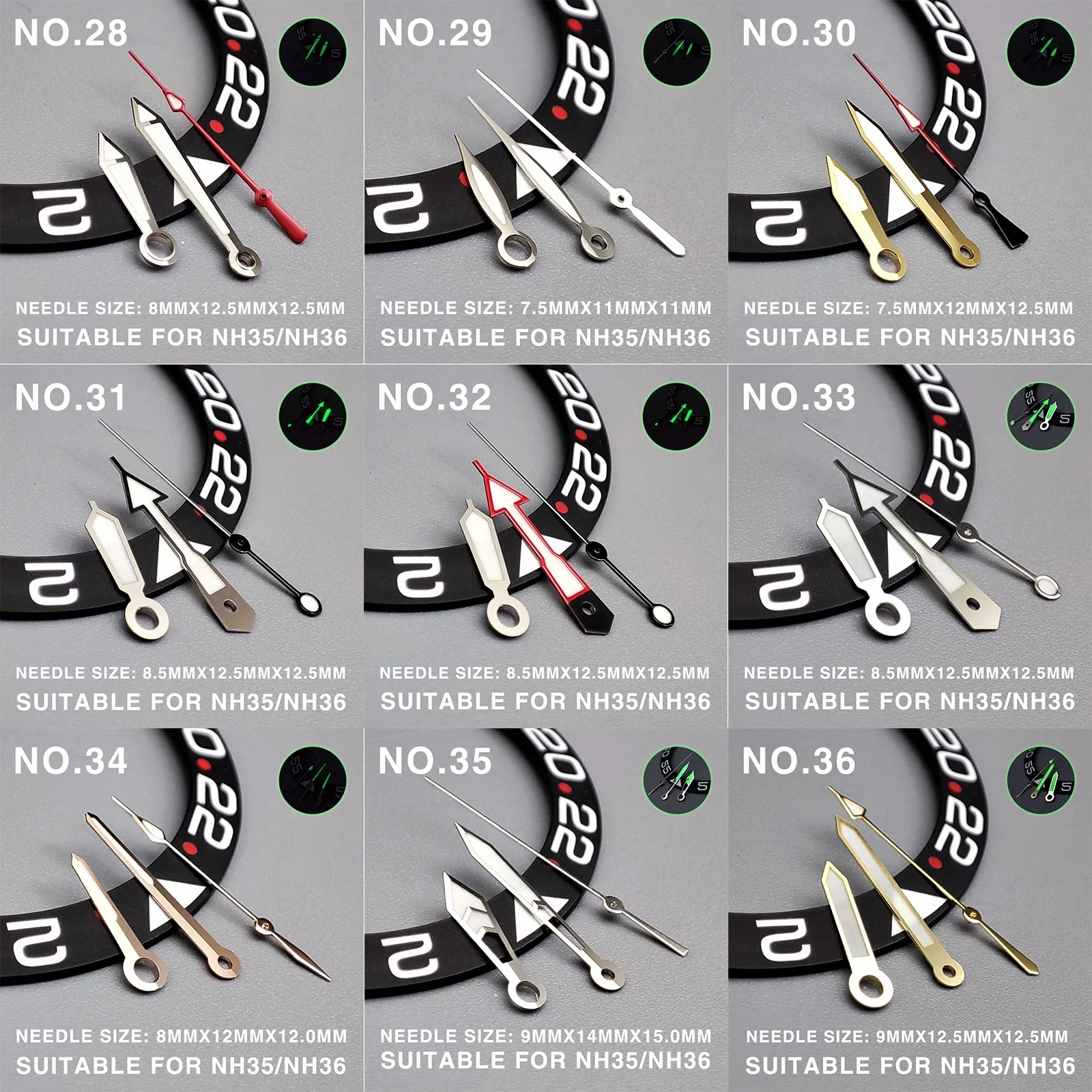 NH35 Hands Mechanical Watch Conversion Accessories Diving SKX007 Hands Fits NH36, 4R35 Movement