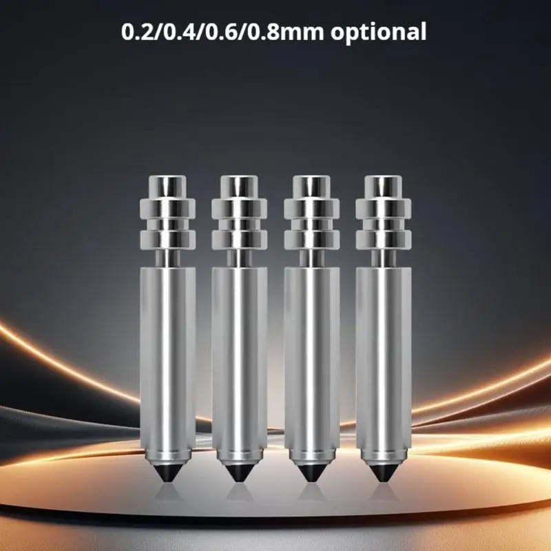 

2 Metal Nozzles For 3D Printer With 4 Size differences 0.2mm 0.4mm 0.6mm 0.8mm Bronze Covered Hardened Steel D2RC