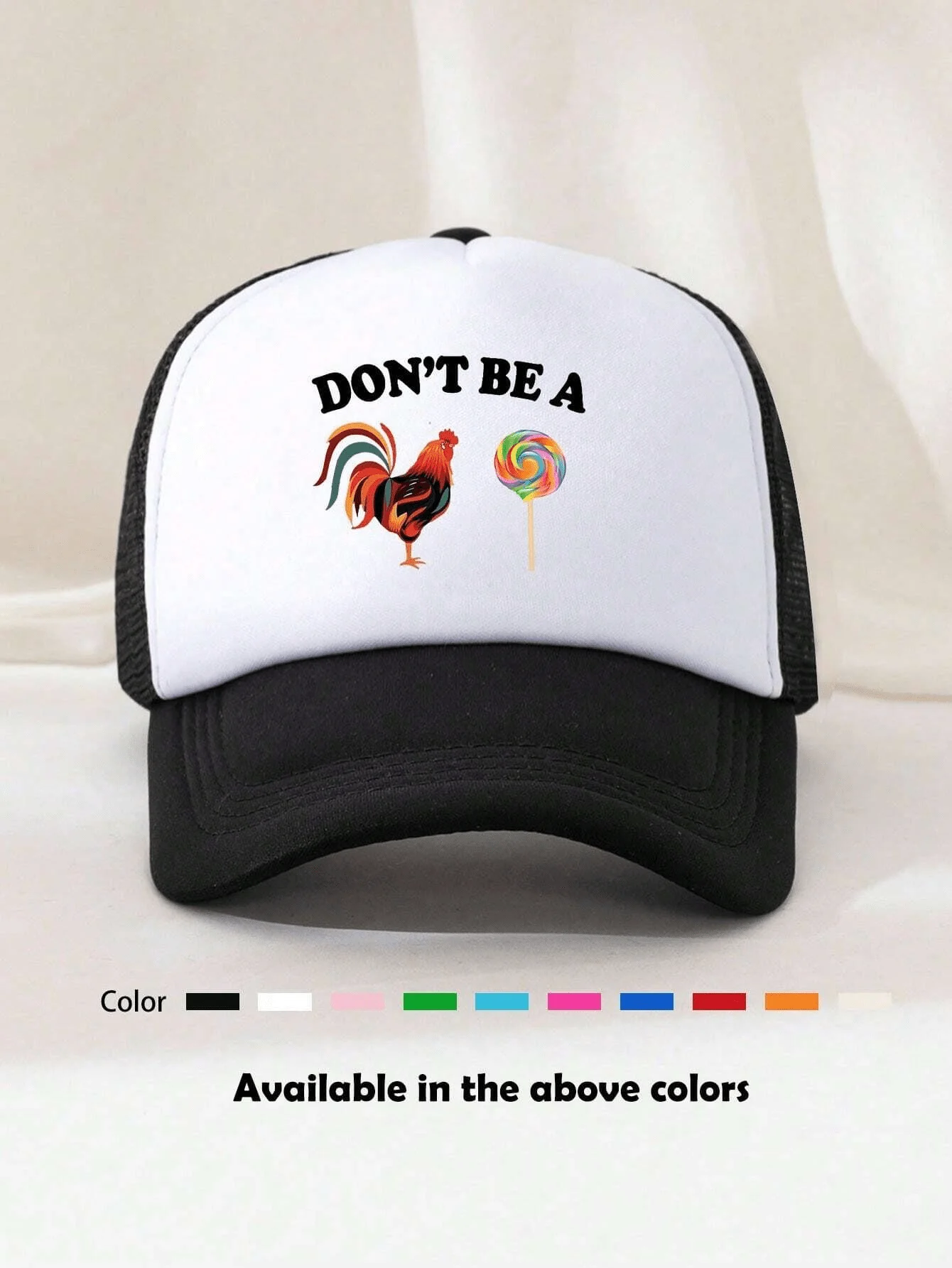 

Funny Printed Trucker Cap With Rooster And Lollipop Design Unisex Baseball Hat