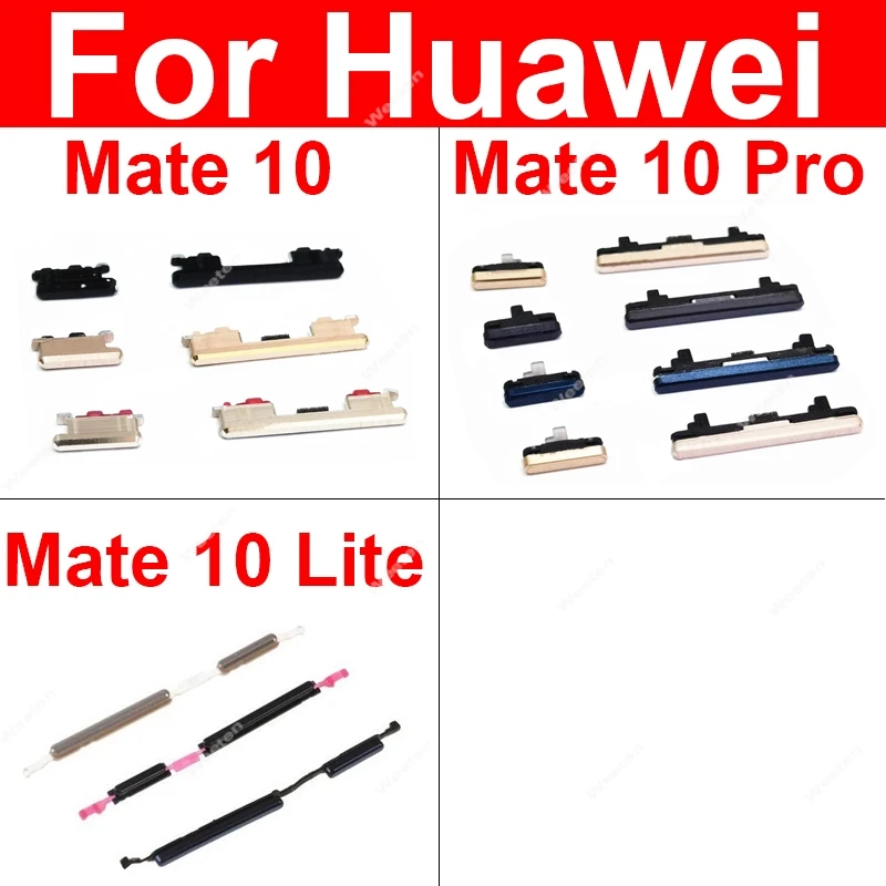 ปุ่มปรับระดับเสียงด้านข้างสำหรับ Huawei Mate 10 Lite Mate 10 Pro ปุ่มเปิดปิดปุ่มปรับระดับเสียงอะไหล่ปุ่มสวิทช์ขึ้นลง