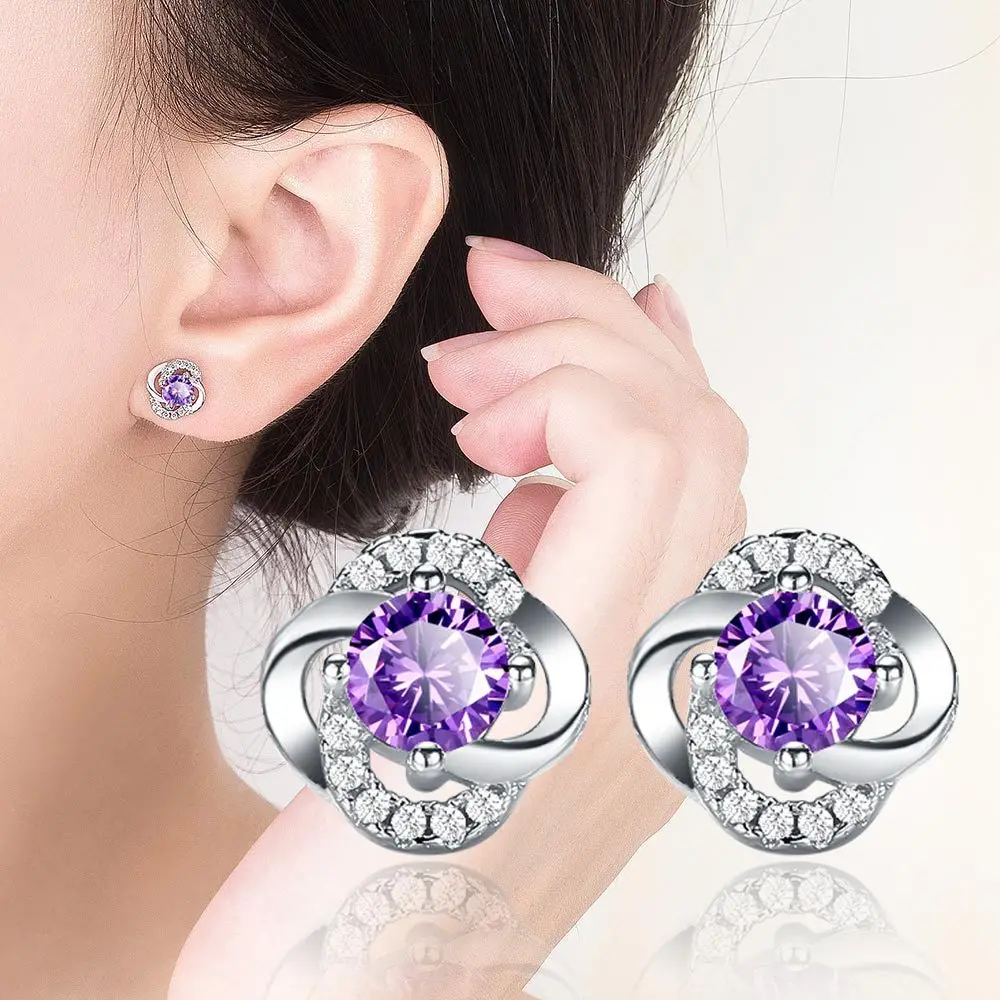 New 925 Sterling Silver Earrings 5A Zircon for Women Top Quality Wedding Engagement Jewelry Stud Earrings Party Gifts