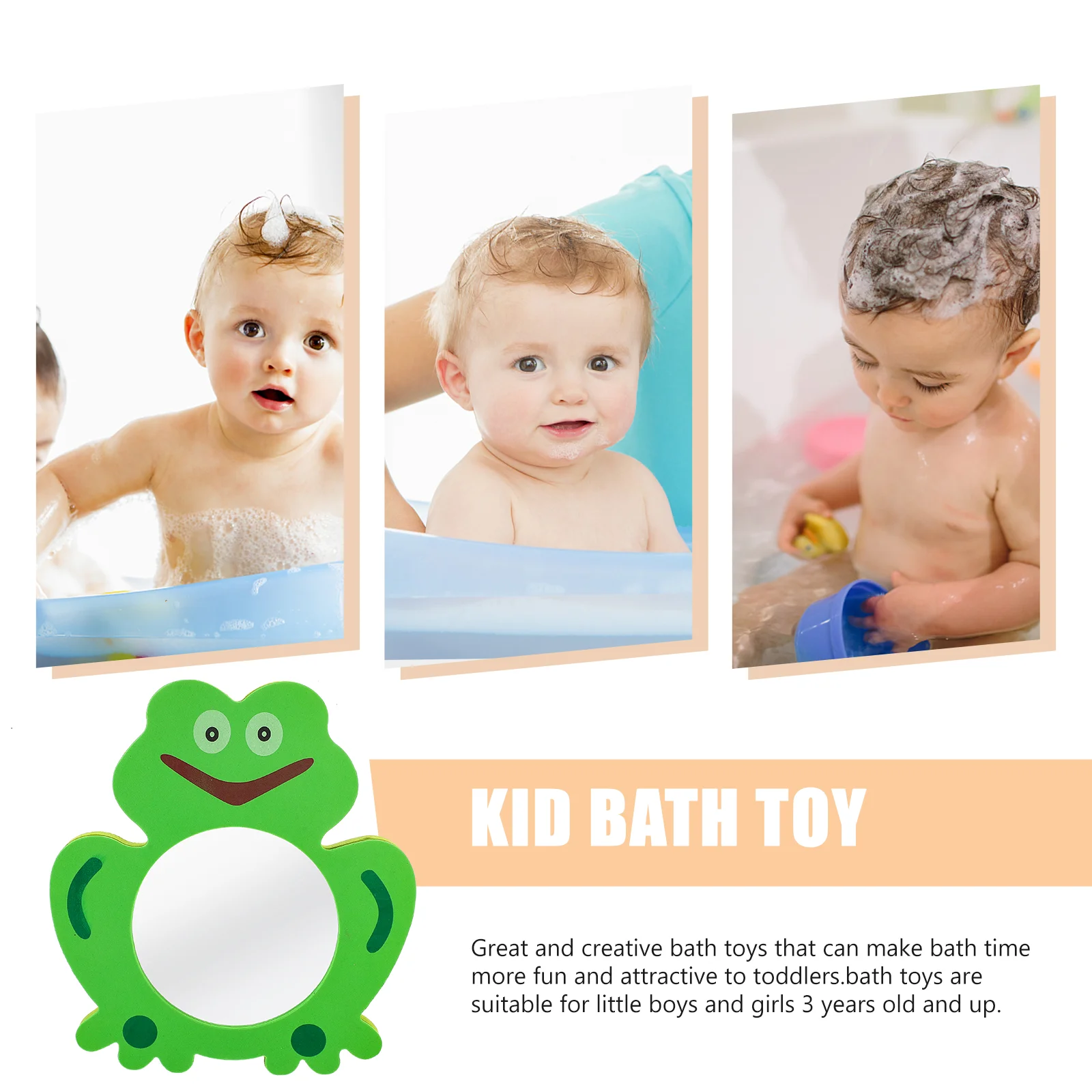 Jouet de bain pour enfant, 1 pièce, miroir de dessin animé EVA, jeu de bain, Design vert créatif, jouet d'eau, jouets éducatifs