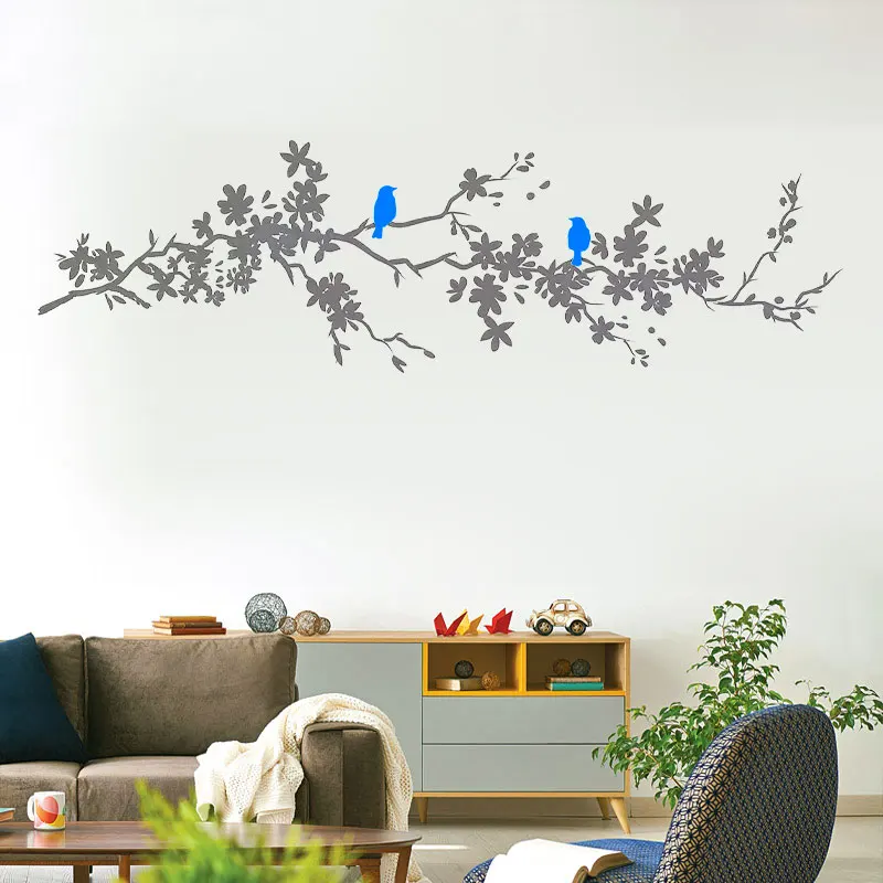 

Nature Branch and Birds Silhouette Wall Sticker Vinyl Home Decor for Living Room Self Adhesive Tree Decals Wallpaper Murals AC29