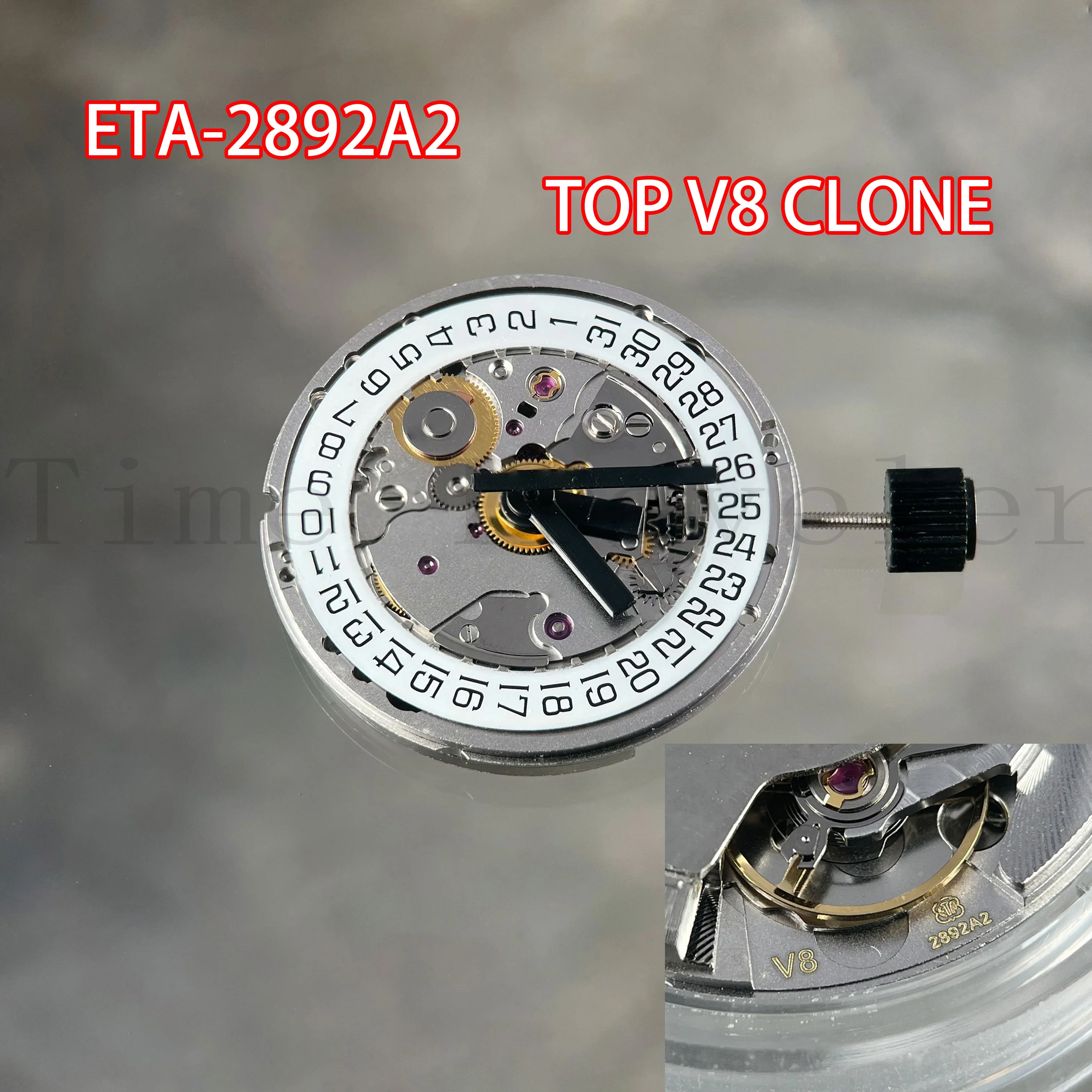 

ETA 2892 V8 Clone Mechanical Movement High Accuracy Mod Automatic Mechanism 2892 Date at 3 O'Clock Lettered Mark Rotor/Plate