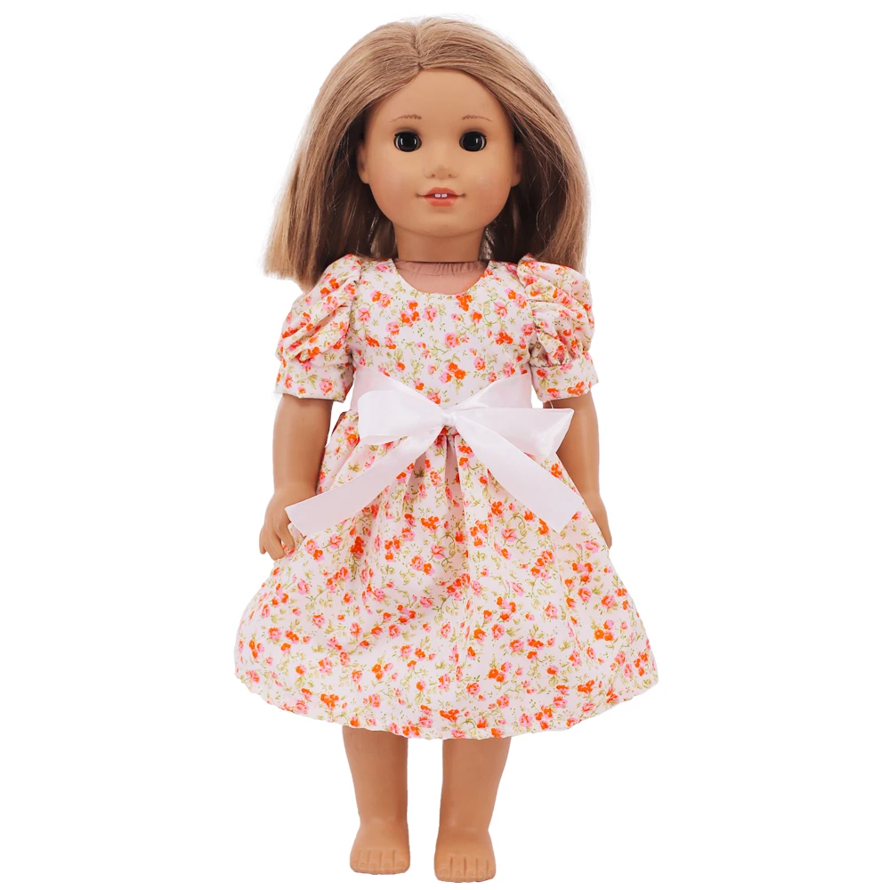 Doll Clothes Dress for 18inch Girl American & 43Cm Reborn Doll T-shirt+Skirt Cute Bow Dress Our Generation Baby Girl's Toys Gift