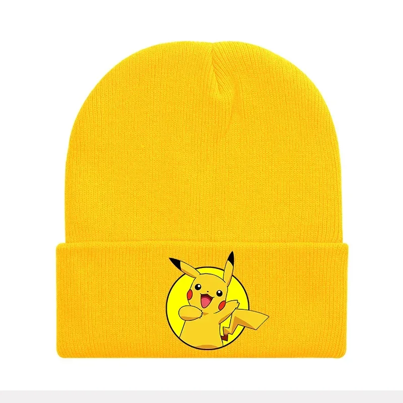 البوكيمون بيكاتشو محبوك قبعة القبعات الكرتون المطبوعة بيني أنيمي الشكل الشتاء قبعة صوفية طفل الفتيان الفتيات بونيه هدية عيد ميلاد