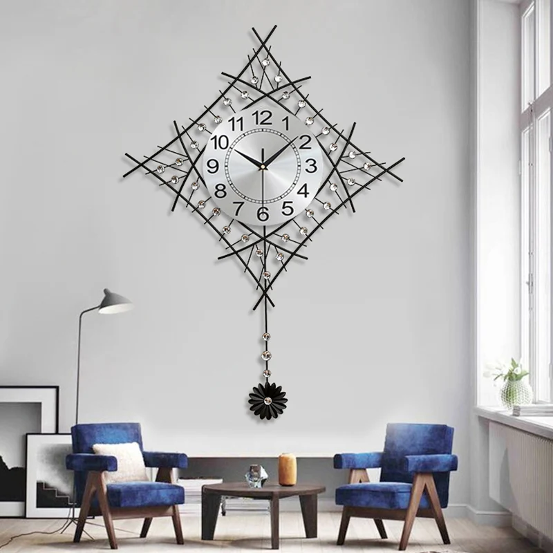 Pendulum Battery Wall Clock Art Aesthetic Unique Large Metal Wall Clock European Design Reloj De Pared Para Sala Room Decor