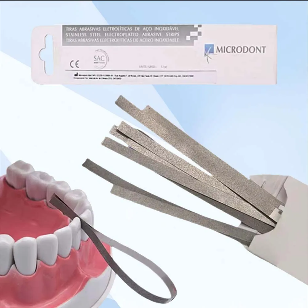

12 Pcs Dental Metal Polishing Sticks Single Side Alumina Plated Sanding Surface 4mm Width for Teeth Restoration Tools Set
