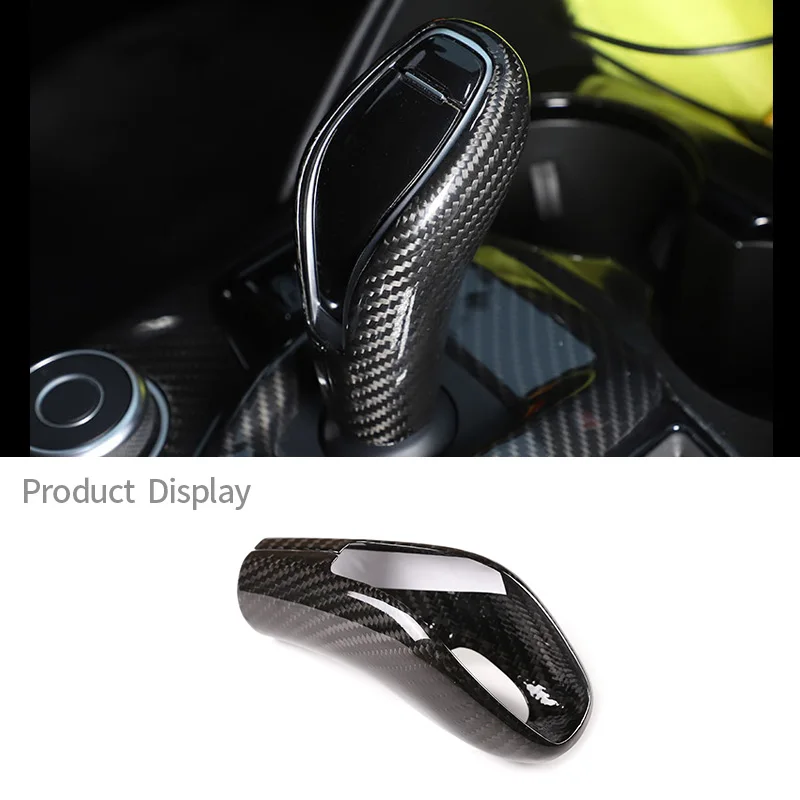 Real Carbon Fiber Interior Protective Accessories Gear Shift Head Knob Decorative Cover For Alfa Romeo Giulia/Stelvio 2020-2021