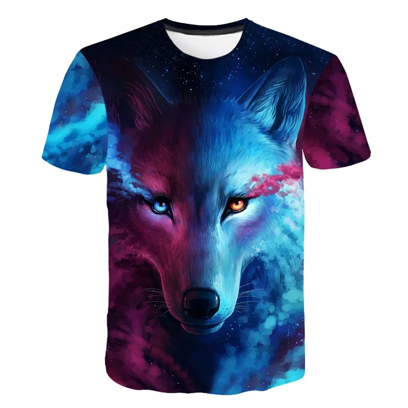 4-14 Years Children's Clothing Boys Wolf Short Sleeve T-shirt Kids Sweatshirt Child's Clothes Girls T-shirts Tops Tee Streetwear