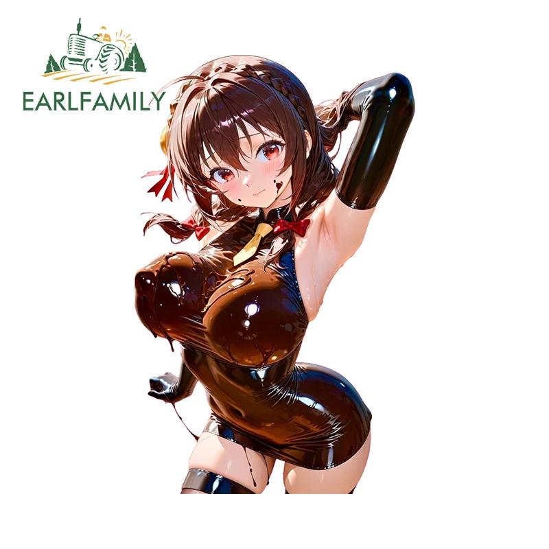 EARLFAMILY Yunyun Car Stickers Sweet Chocolate Girl Car Door Protector Decal Eye-catching Waterproof Car Accessories Interior