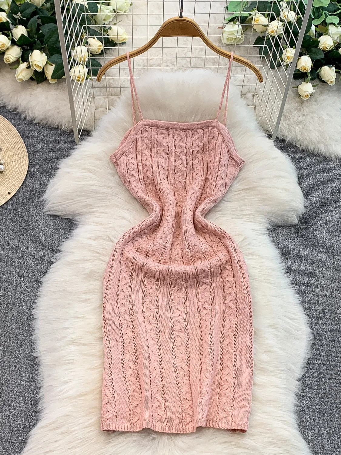 Slim Fit tricoté v-ne sangle Dr femmes taille haute orth jupe Sexy bout à bout améliorant été nouveau Sle pur désir Faion