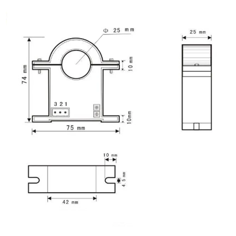 DC0-50A 100A 200A 1000A misuratore di ampere cc di tipo Din con allarme ampere alto e relè di allarme basso misuratore di corrente con sensore a