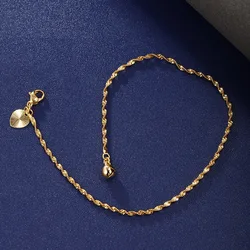 Fashion 24K Gold Plated Anklet Length 26cm Heart Pendant Charm Jewelry For Women Beach Party Fine Decorations Romantic Gift