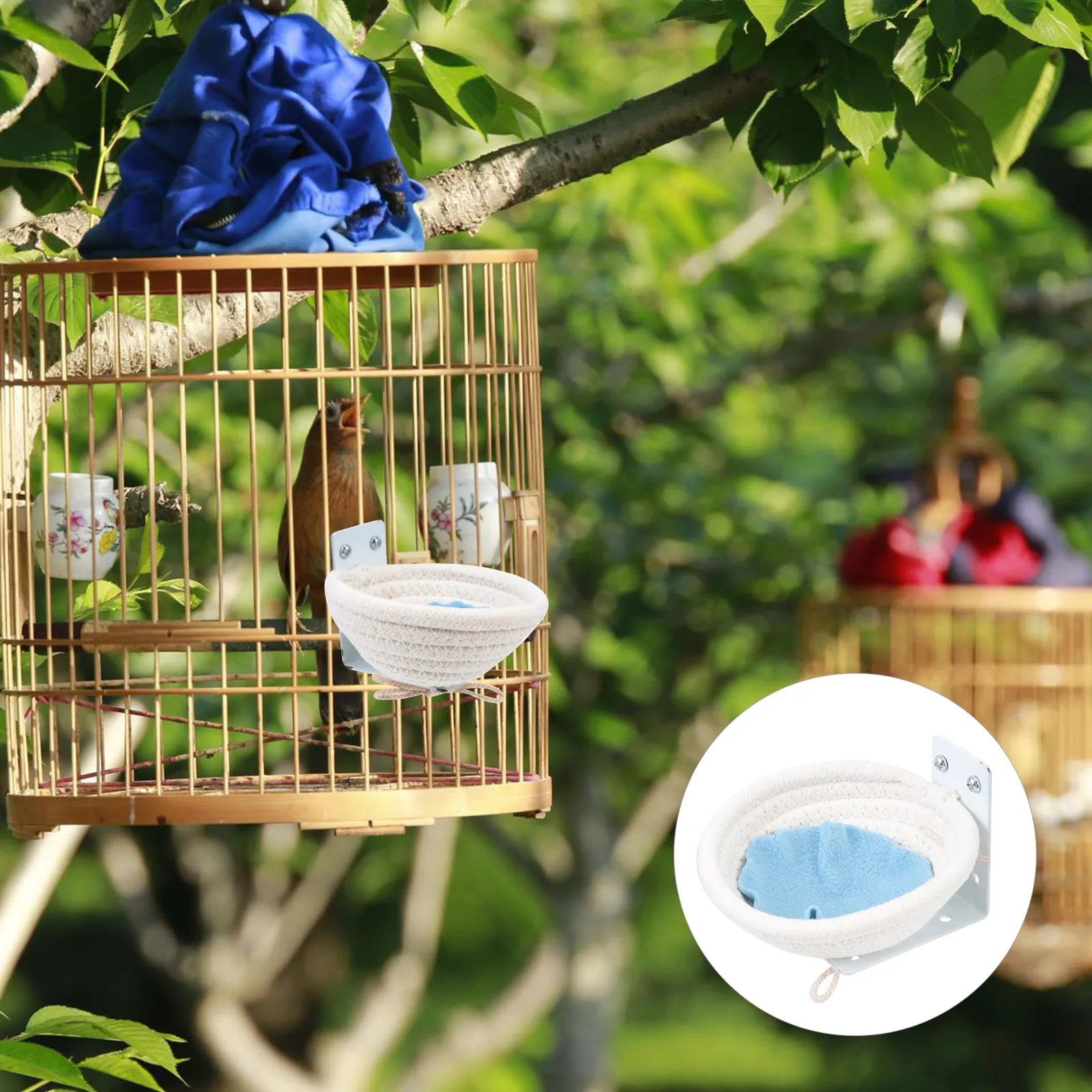 

Woven Nest Cage Hanging Bird Breeding Box Resistant Comfortable Breathable Hiding Place For Parrots Birds Plastic