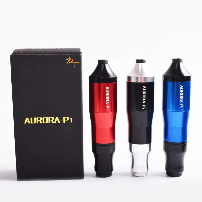 

HQ Aurora Tattoo Pen Professional Tatoo Machine Rotary Aluminum Fit For Cartridge Needle Red Blue Black Tatu Gun Equiment