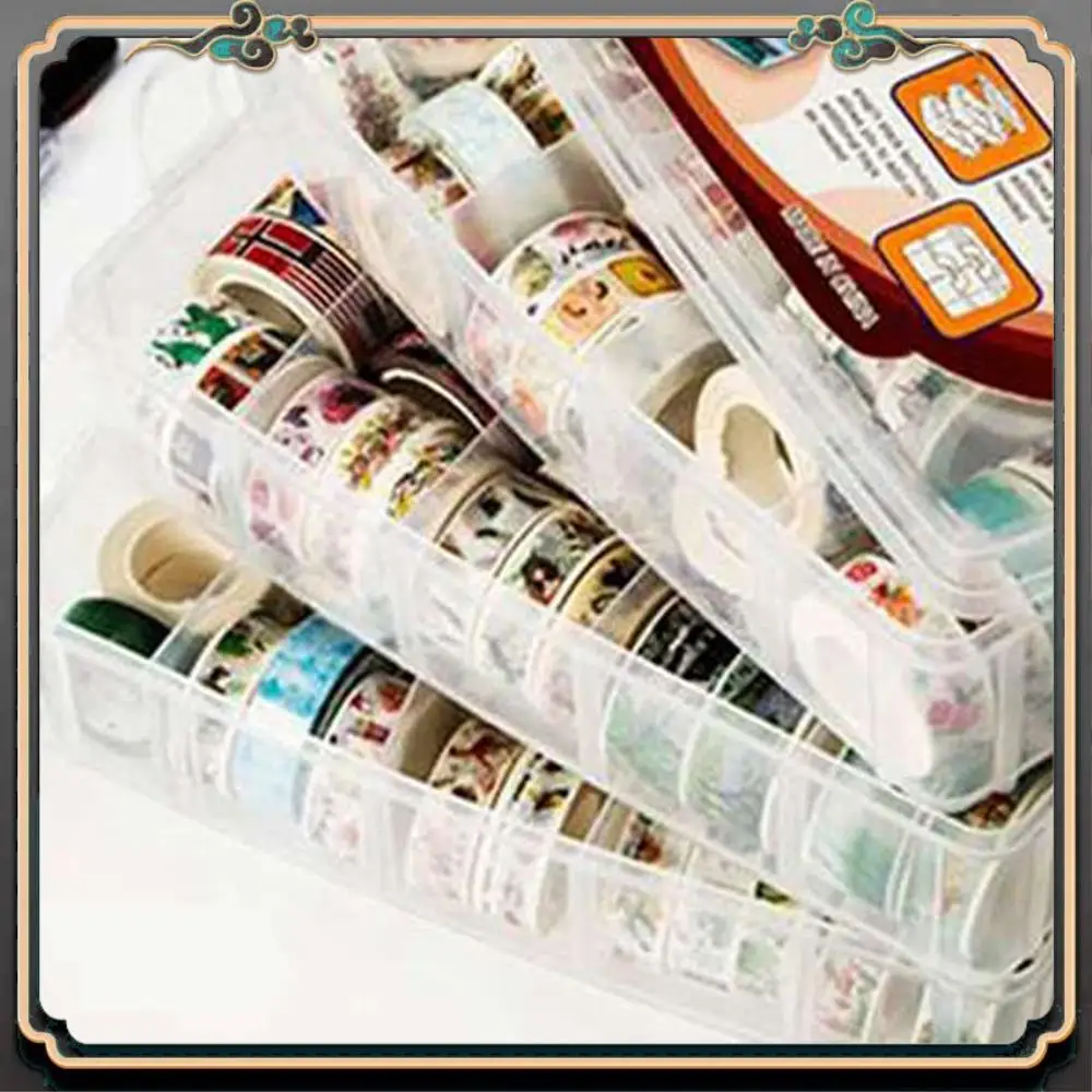 ASMA-Clear 3 Lagen 30 Roosters Washi Tape Opbergdoos Transparante Gereedschapsset Doos Accessoires Handcarry Briefpapier Houder
