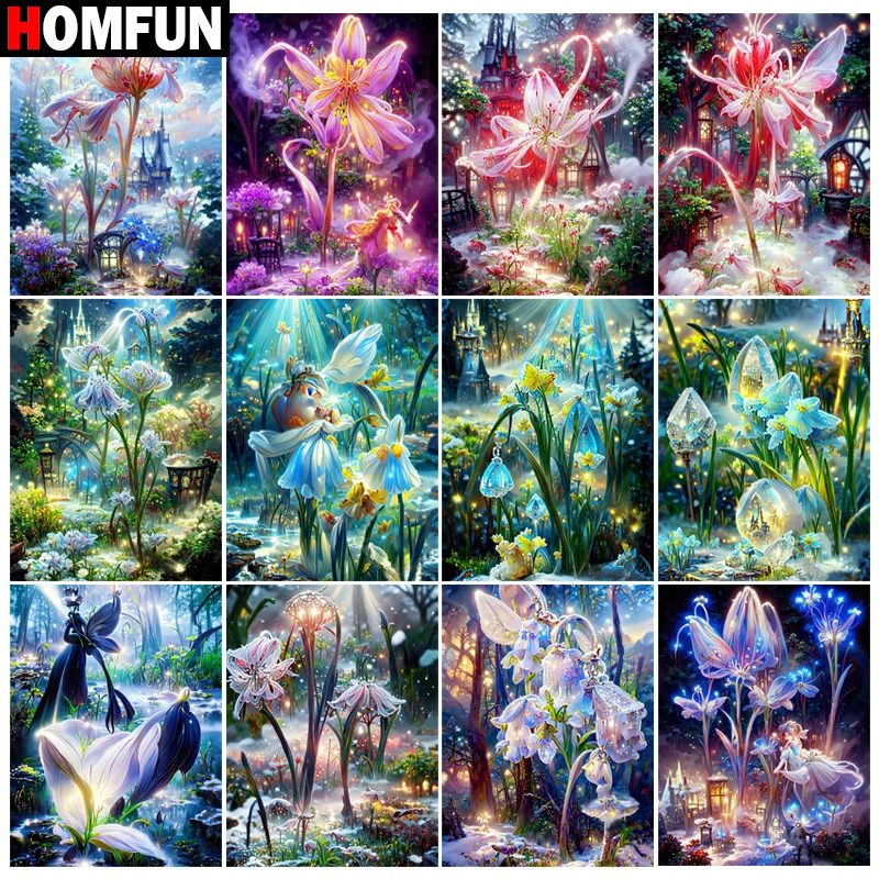 

HOMFUN 5d алмазная живопись полная квадратная/круглая "Цветочная фея пейзаж" картина горный хрусталь DIY Алмазная вышивка домашний декор