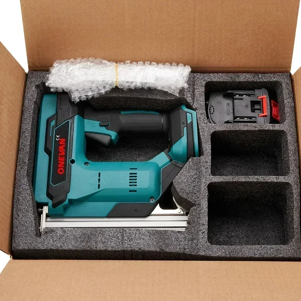 ONEVAN Brushless Electric Nail Gun 2Gears Cordless 422J Stapler Nailer Lithium Battery Power Tool For Makita 18V Battery