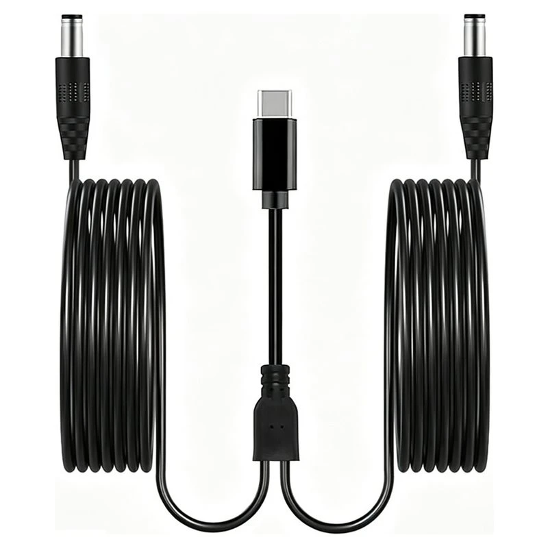 T23C Type C To Dual DC 5.5X2.5Mm 12V 3A PD Power Supply Cable USB C PD Charging Cord For Router LED Strip Speaker CCTV Camera
