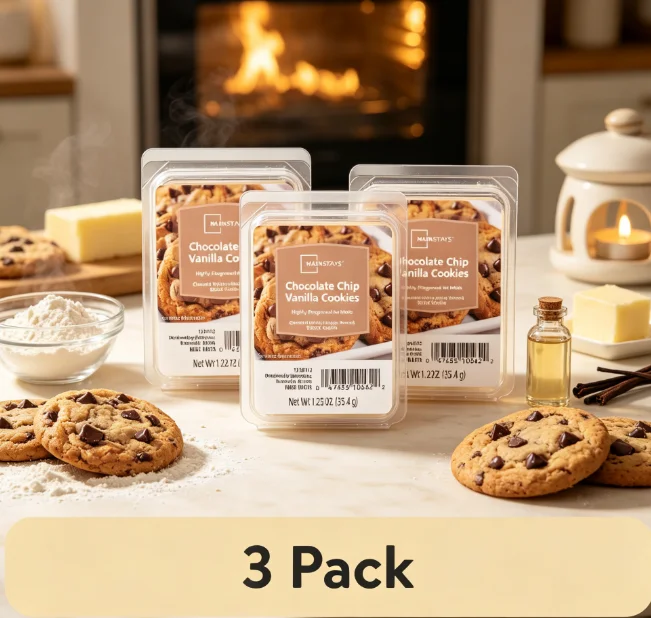 (3 pack) Mainstays Chocolate Chip Vanilla Cookies Scented Wax Melt, 1.25 oz