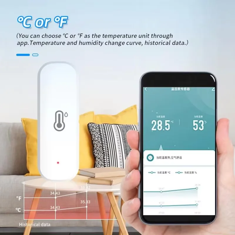 Zigbee Tuya/WiFi Sensor kelembaban suhu termometer terhubung di rumah kompatibel dengan asisten Google Alexa kehidupan pintar