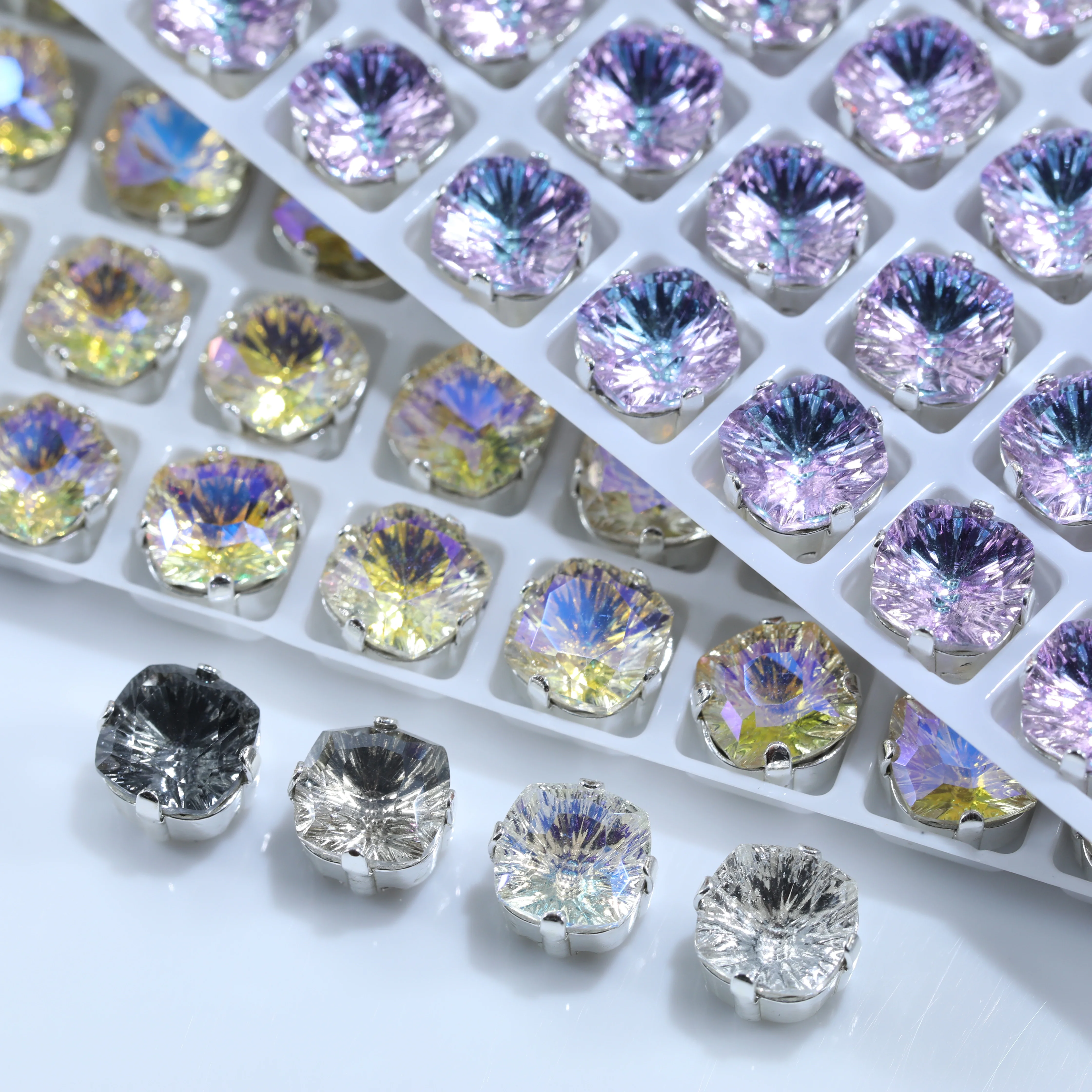 Quadratische Millennium-Cut-Krallen-Strasssteine aus K9-Kristall zum Aufnähen für Hochzeitskleider, Latein-Tanzkostüme, Schuhe, DIY-Schmuck und Taschen – Detail 4