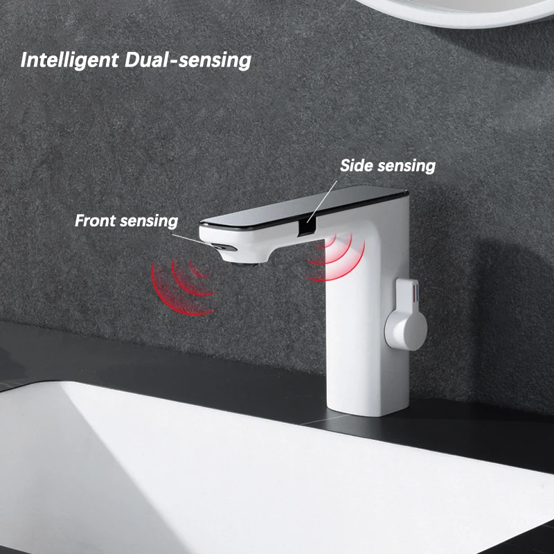 Imagem -03 - Torneira de Lavatório sem Toque com Smart Display Torneira Misturadora de Água Quente e Fria Potência da Bateria Sensor Infravermelho