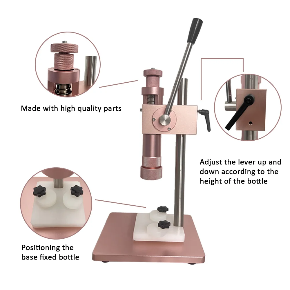 Manuelle Tisch-Parfümflaschen-Crimpmaschine, 13 mm, 15 mm, 20 mm Parfüm-Ausschnitt-Crimpmaschine