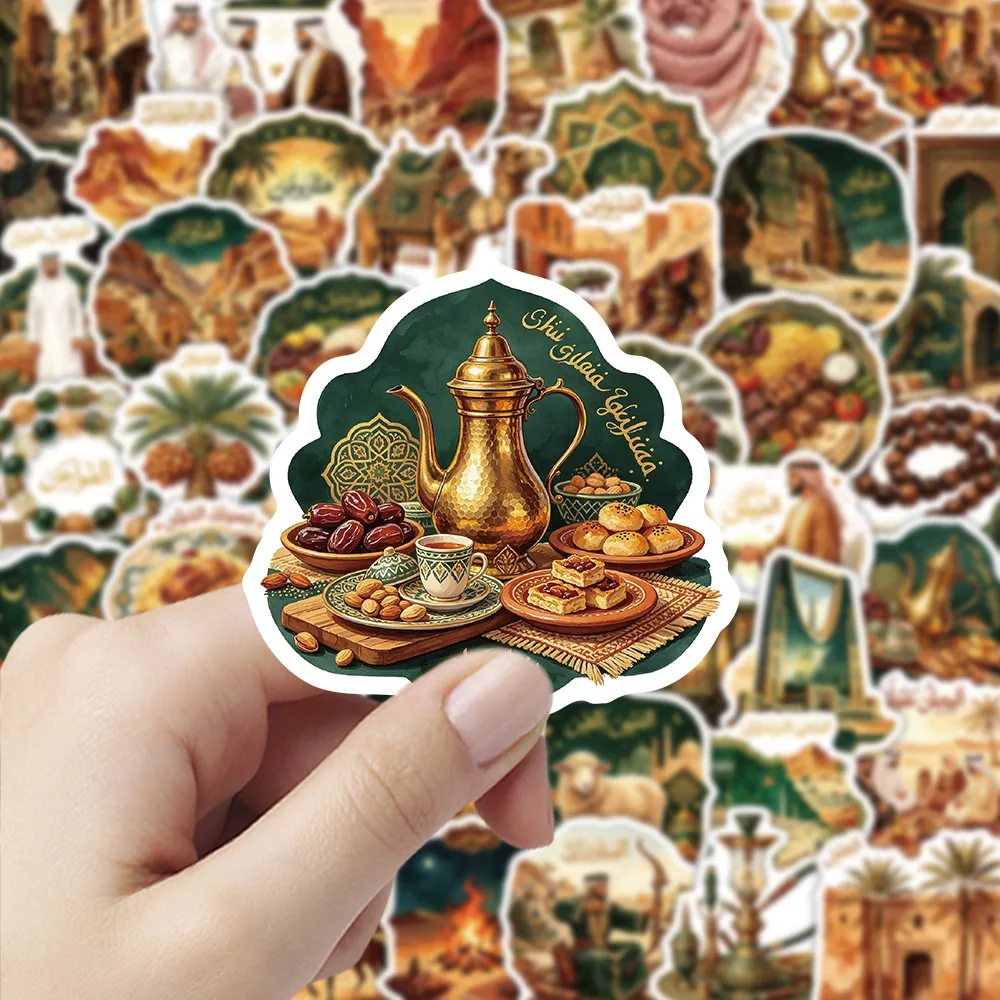 50 PCS Retro Arabic Scenery Food Middle Eastern Culture Graffiti Stickers Decorate Luggage Scrapbook Diary Removable Decals
