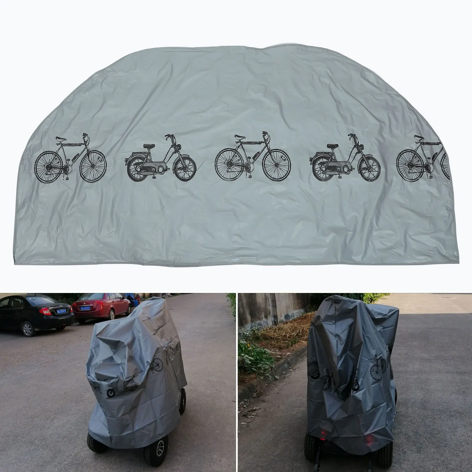 

1pc Universal Motorcycle Cover Waterproof Dust Protection For Electromobile Outdoor Storage All Weather Scooter Protector Grey