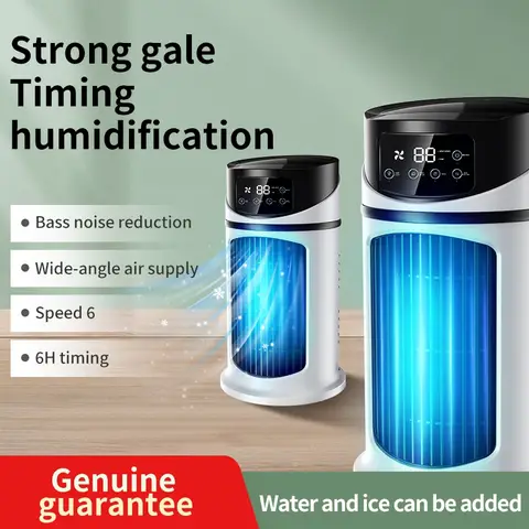 Climatiseur portatif avec refroidisseur de brumisation à 6 vitesses avec ventilateur silencieux de réservoir d'eau pour le travail et l'étude du sommeil, simule le vent naturel