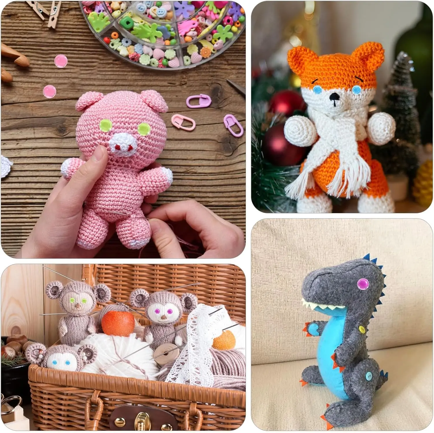 10PCS 10mm Occhi di sicurezza colorati Occhi all'uncinetto con rondella per Amigurumis Crochet Bear Doll Risultati Doll Making Fornitura di accessori