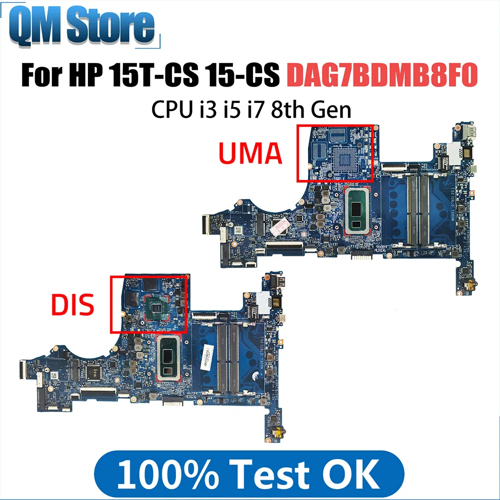 Computer Systemboard For HP Pavilion 15T-CS 15-CS L34174-001 L34173-601 DAG7BDMB8F0 Laptop Motherboard CPU I5 I7 8th Gen