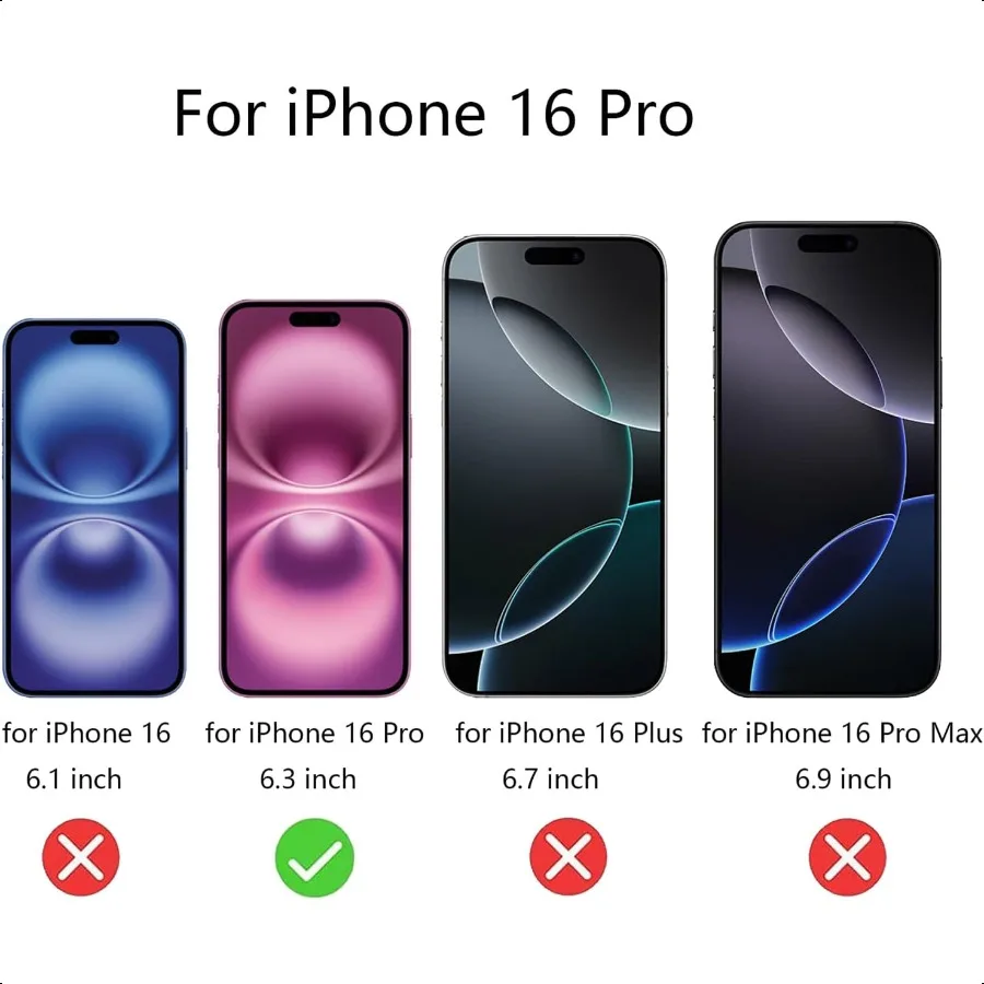 Confezione da 2 vetri temperati antiblu per la privacy per iPhone 16 Pro Pellicola salvaschermo anti-spia Pellicola anti-peeping da 6,3 pollici Blu