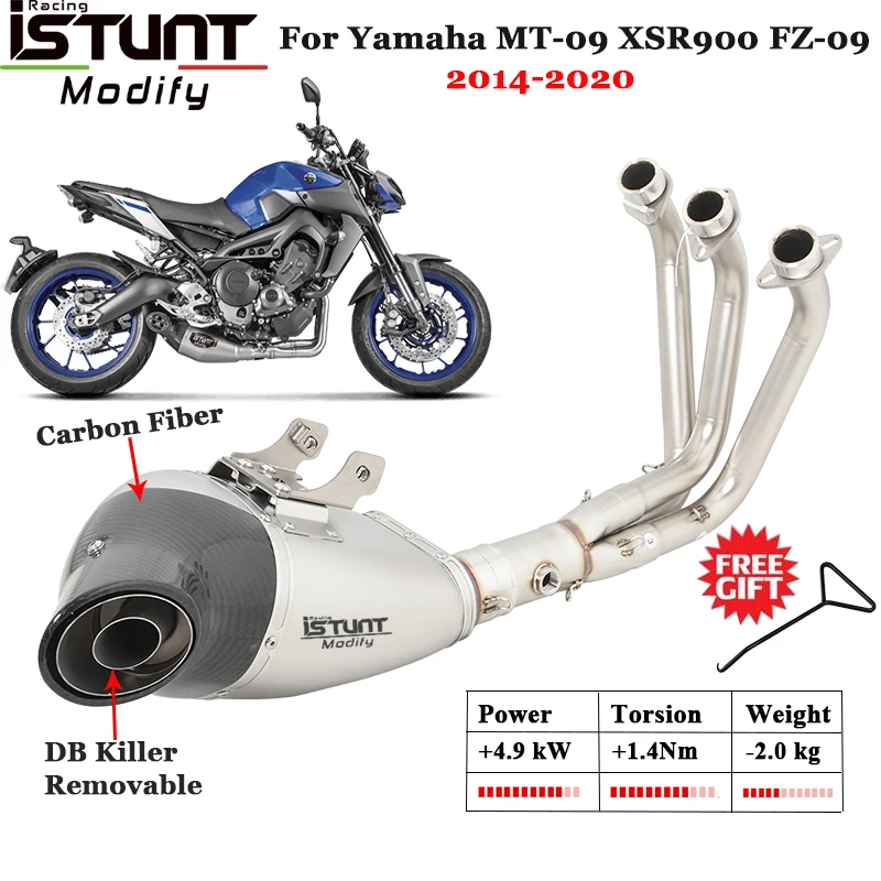 

Full Systems Motorcycle Exhaust For Yamaha MT09 MT-09 FZ09 FJ09 TRACER 900 GT 2014-2020 Front Link Pipe Carbon Muffler DB Killer